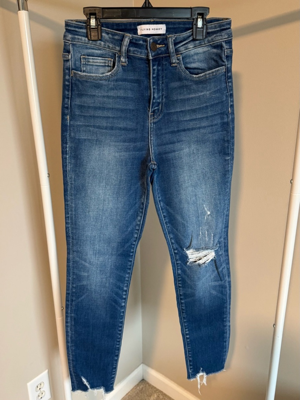 Flying Monkey Women's Distressed Skinny Jeans - Blue